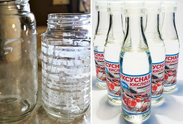 Kleberückstände auf einem Glas und Essig