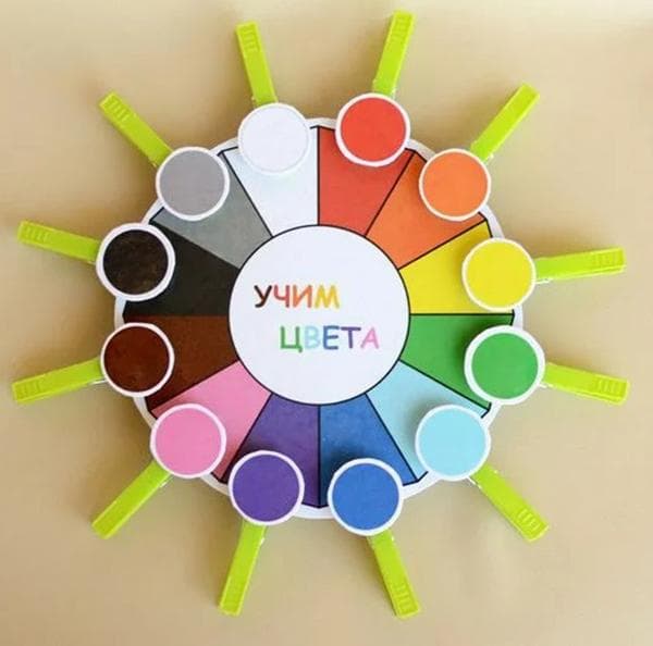 Spiel 'Farben lernen' aus Wäscheklammern