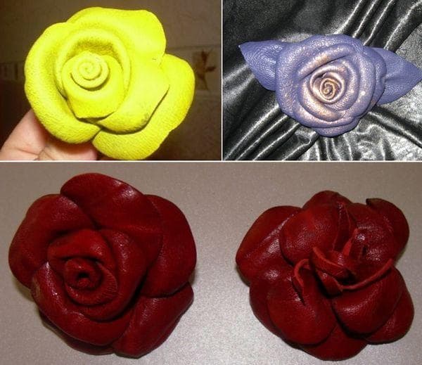In verschiedenen Farben bemalte Lederblumen