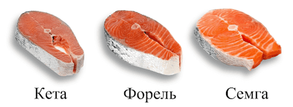 Steaks von Ketalachs, Forelle und Lachs