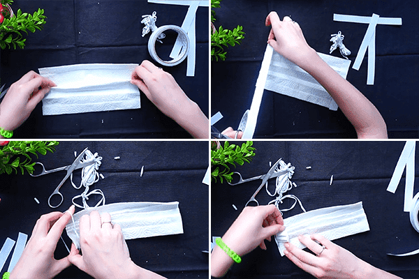 Herstellung einer Maske aus Papiertüchern und doppelseitigem Klebeband
