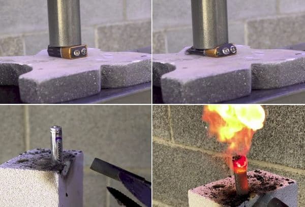 Batterie im Feuer
