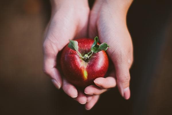 Apfel in den Händen