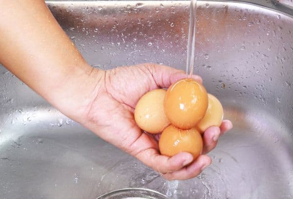 Eier waschen