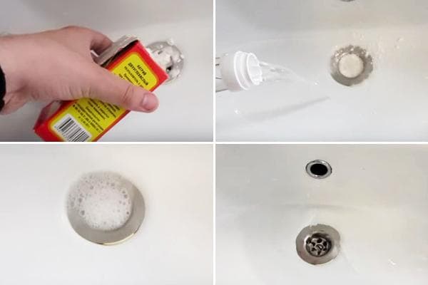 Beseitigung einer Verstopfung im Waschbecken mit Natron und Essig