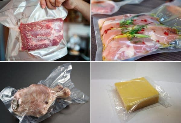 Fleisch und Käse in Vakuumverpackung