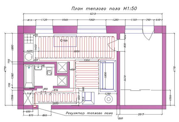 Plan der Fußbodenheizung in der Wohnung