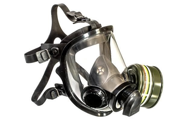 Filternde Gasmaske mit Schutzschild