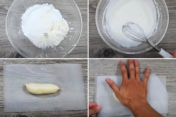 Zubereitung des Teigs für die frittierten Bananen