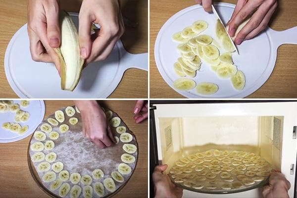 Bananen in der Mikrowelle trocknen
