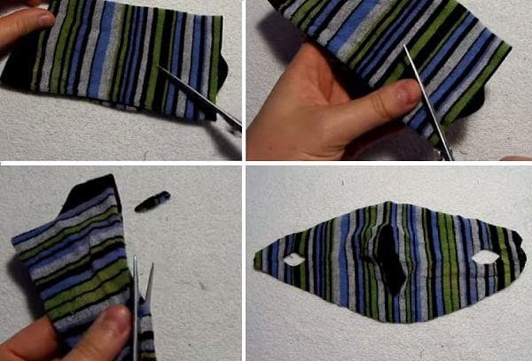 Maske aus einer langen Socke