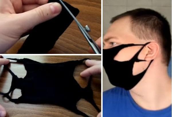 Maske aus einer schwarzen Socke – Variante 3