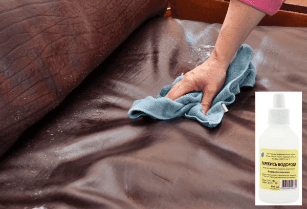 Reinigung der Ledercouch mit Wasserstoffperoxid