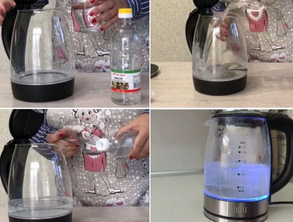 Reinigung des Wasserkochers mit Essig
