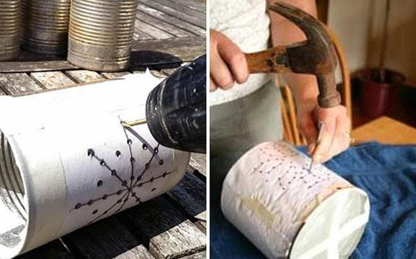 Herstellung eines Kerzenhalters aus einer Blechdose