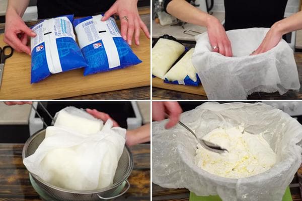Zubereitung von hausgemachtem Käse aus gefrorenem Kefir