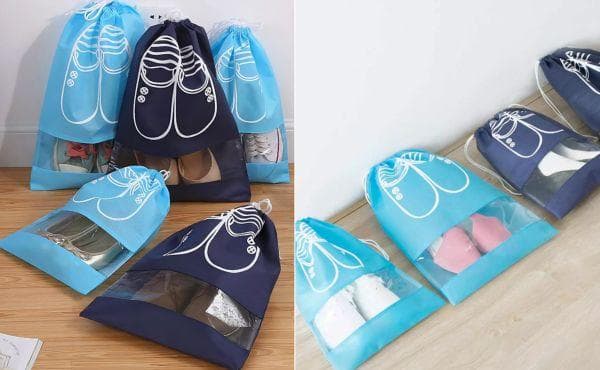 Aufbewahrung von Schuhen in Textiltaschen