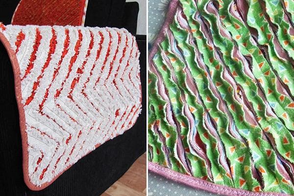Matten in Chenille-Technik aus alten Bettlaken