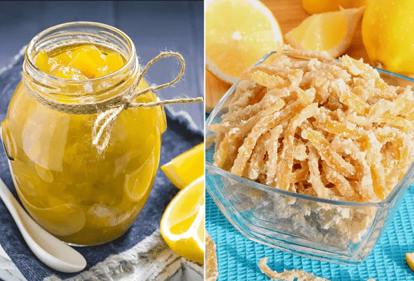 Kandierte Früchte und Marmelade aus Zitronen