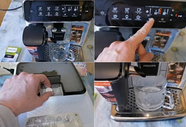 Reinigung der Kaffeemaschine mit Tablette