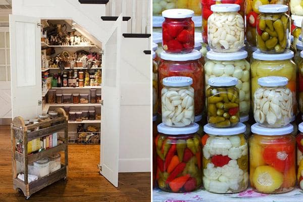 Einbauschrank zur Aufbewahrung von hausgemachten Vorräten