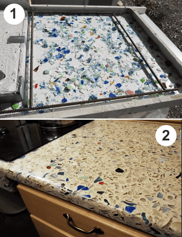 Tischplatte aus Glasscherben