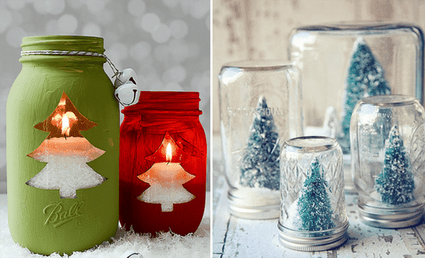Weihnachtsdekoration aus Gläsern