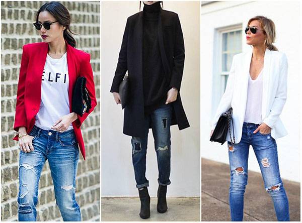 Stile von aufgeriebenen Jeans
