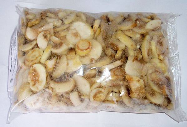 Tiefgekühlte geschnittene Champignons im Beutel
