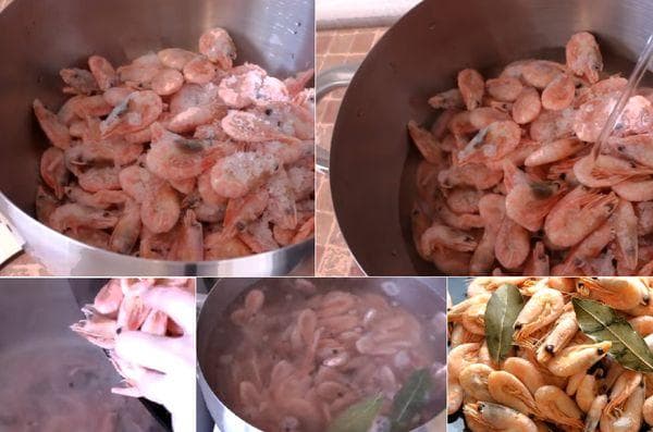Gefrorene, ungeschälte Garnelen für Salat