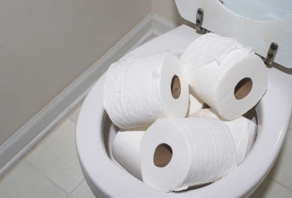 Rollen Toilettenpapier in der Toilette