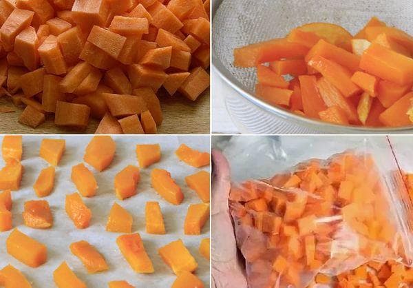 Blanchierter Kürbis zum Einfrieren