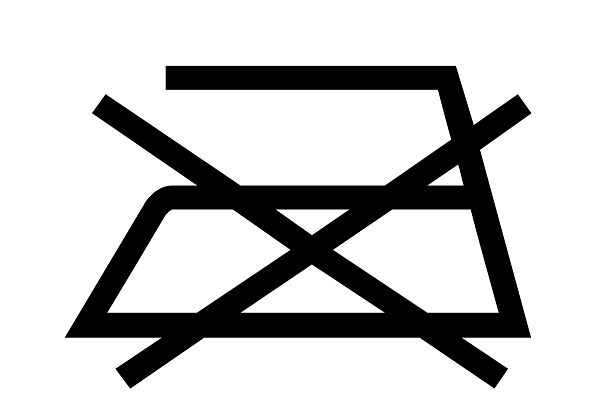Symbole sur l'étiquette des vêtements sous forme de symbole de fer à repasser barré