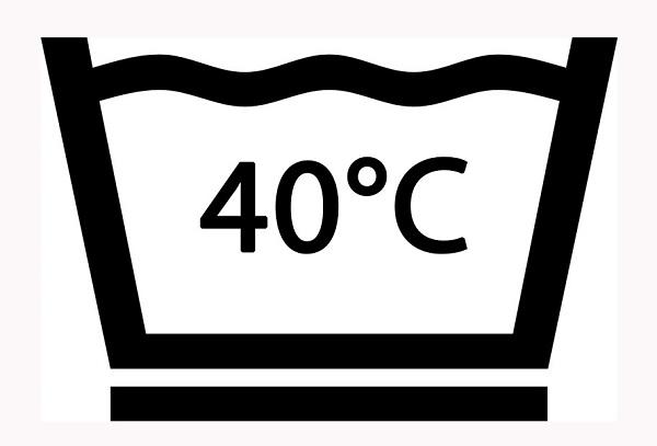 Icône lavage à 40 degrés sur l'étiquette