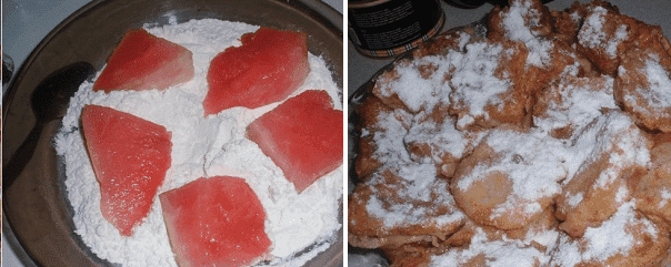Frittierte Wassermelone im Backteig