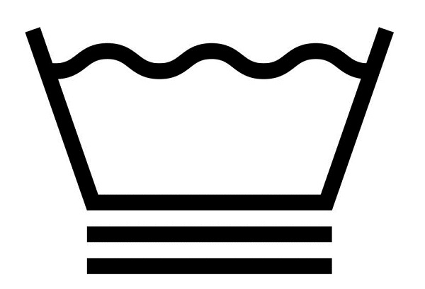 Symbole de lavage délicat, cuve avec des traits