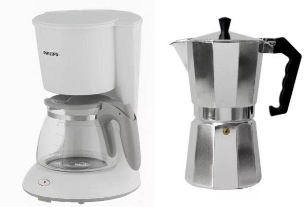 Espressokocher und Filterkaffeemaschine