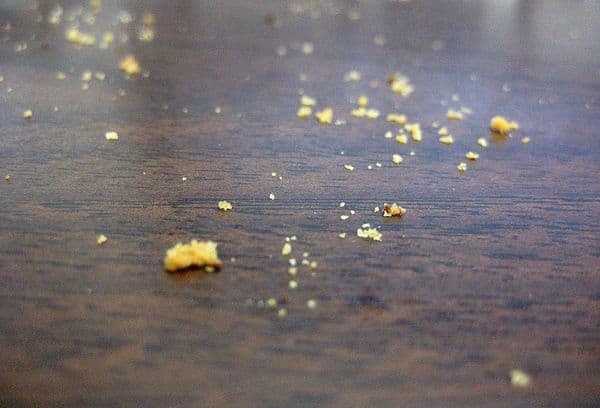 Krümel auf dem Tisch