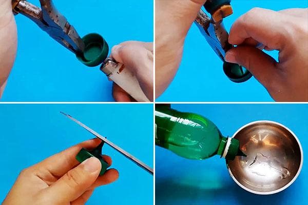 Verwandlung eines Plastikflaschenverschlusses in einen Spender