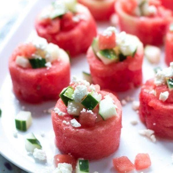 Leichte Vorspeise aus Wassermelone
