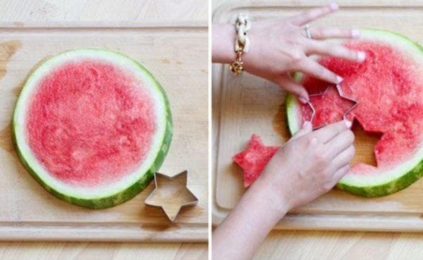 Wassermelone in Sternform geschnitten