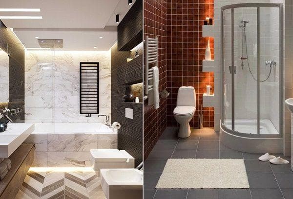 Badewanne und Duschkabine