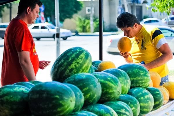 Geruchstest der Melone