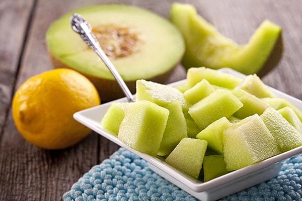 In Würfel geschnittene Melone
