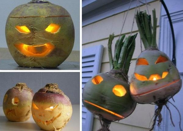 Die ersten Jack-O'-Lanterns wurden nicht aus Kürbissen hergestellt
