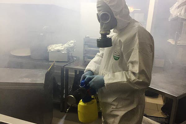 Behandlung der Räumlichkeiten mit Heißnebel