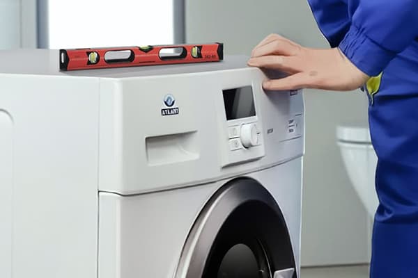Ausrichten der Waschmaschine mit der Wasserwaage