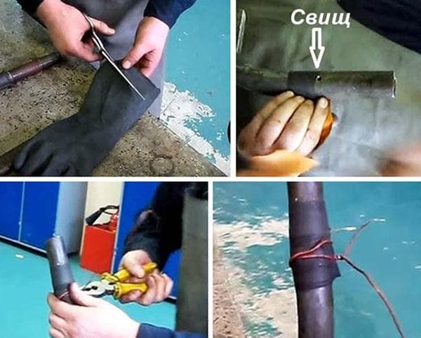 Vorübergehende Behebung eines Lecks in einem Wasserrohr mit einer Fistel