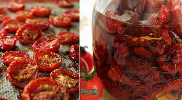 Lagerung von getrockneten Tomaten in Öl