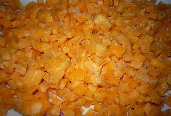 Gefrorene Kürbiswürfel